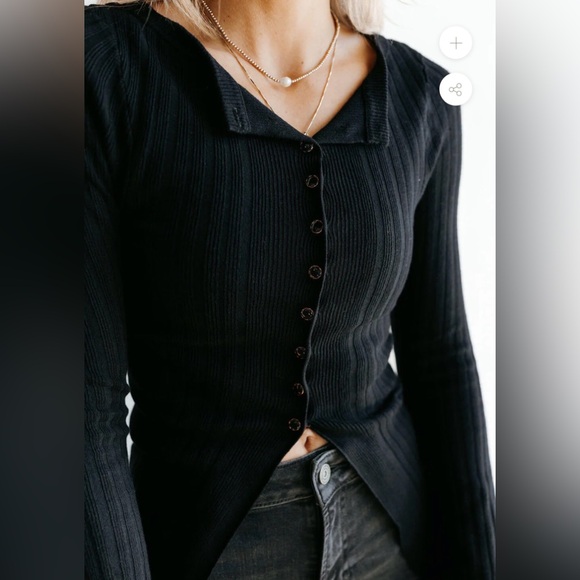 Free People Sweaters - Free People $128 East Side Cashmere Blend Black Game On Button Up Cardigan‎ Sz M